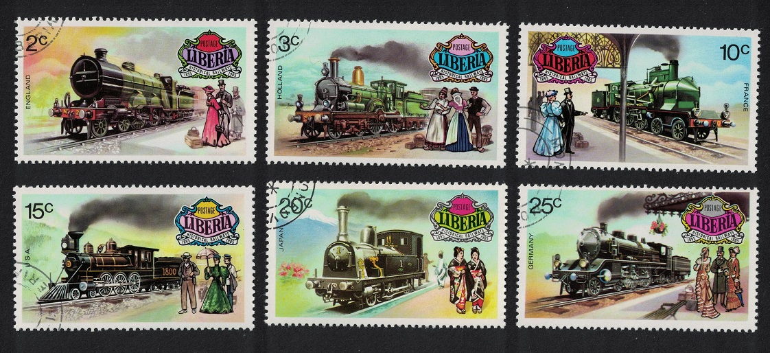 Liberia Historical Railways Steam locomotives 6v 1973 CTO SG#1149-1154