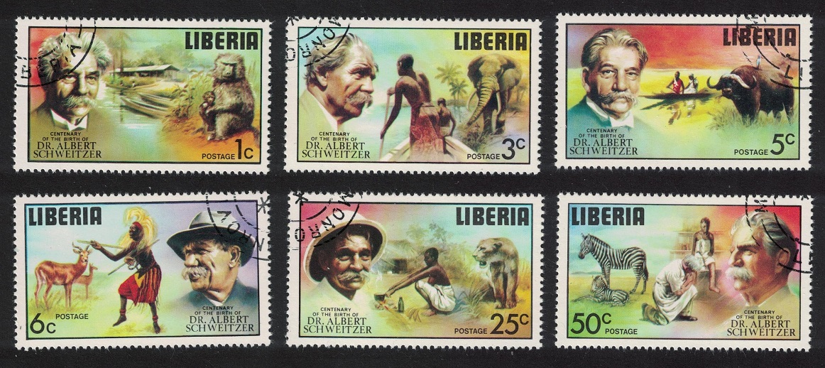 Liberia Wild Animals Fauna Dr Albert Schweitzer 6v 1975 CTO SG#1240-1245