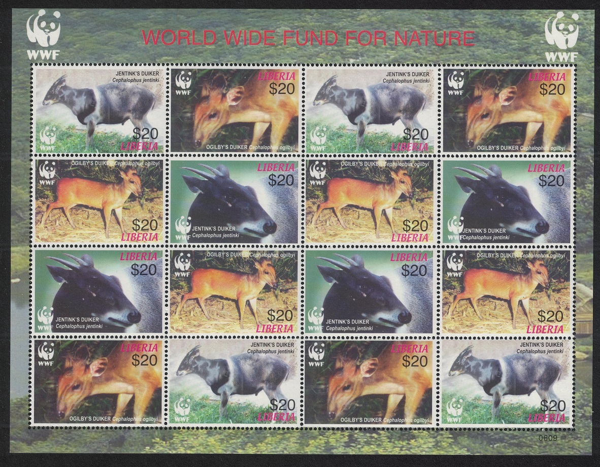 Liberia WWF Duikers Sheetlet of 4 sets 2005 MNH MI#5100-5103 Sc#2370 a-d