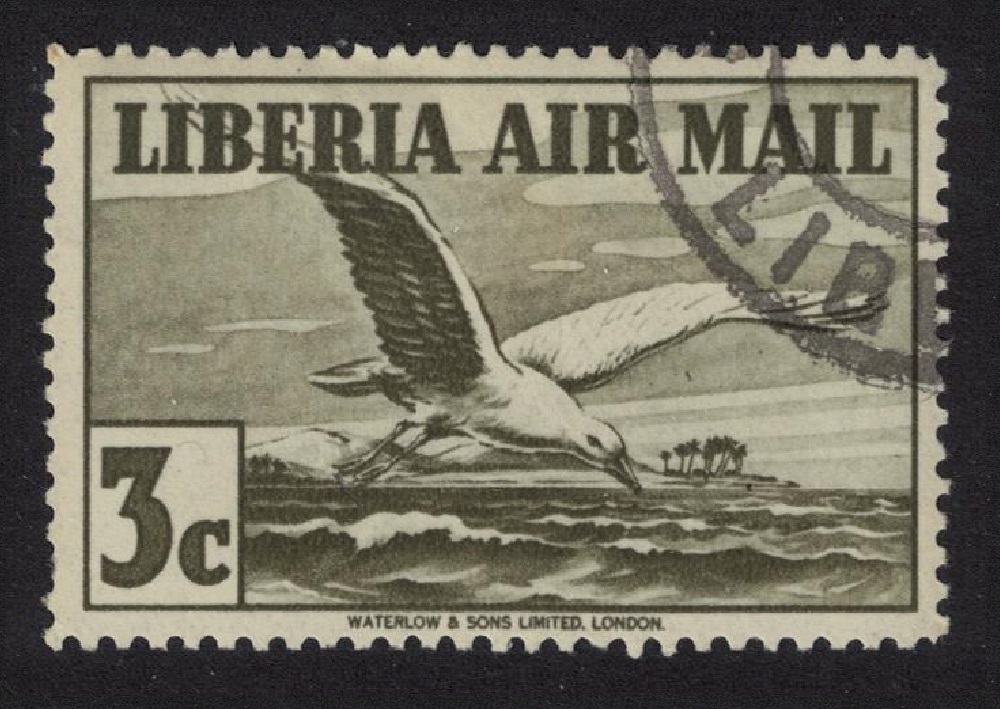 Liberia Lesser black-backed gull in flight Bird T2 1938 Canc SG#567