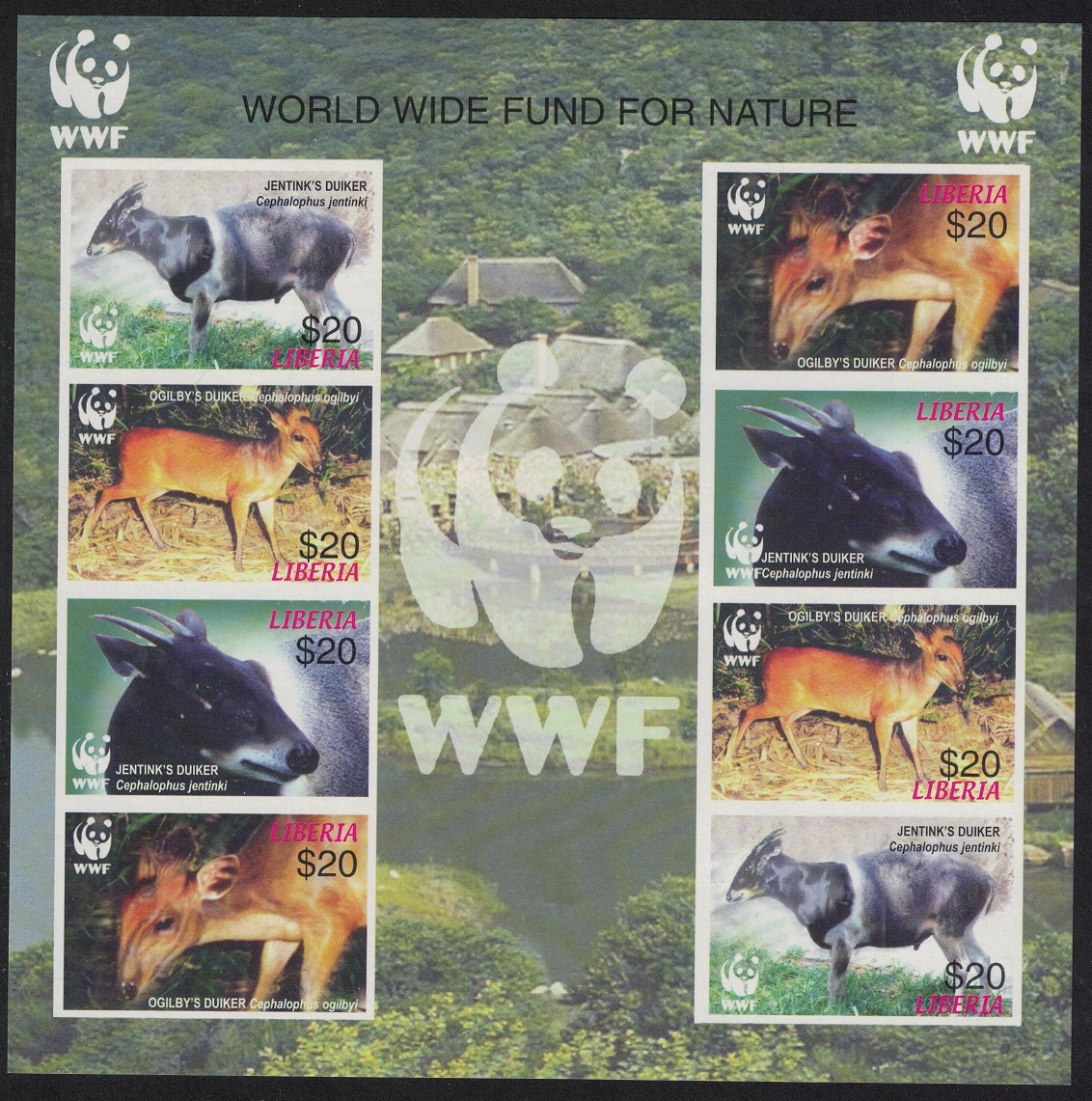 Liberia WWF Duikers MS Imperf 2005 MNH MI#5100-5103KB