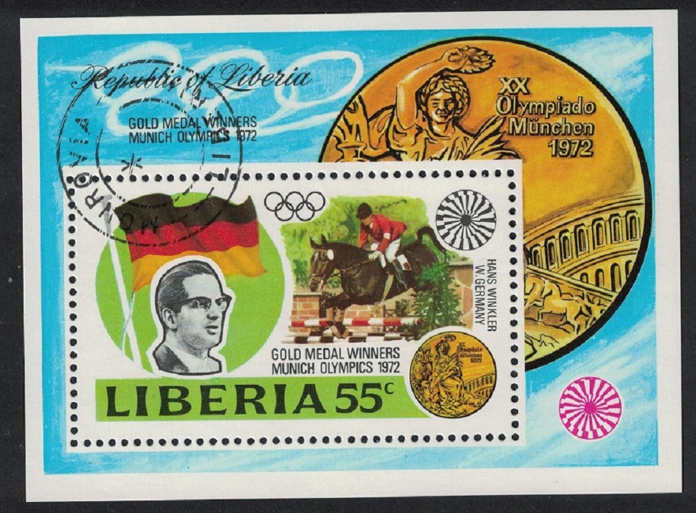 Liberia Munich Olympic Games Gold Winner H Winkler 1973 CTO MI#Block 64 Sc#622