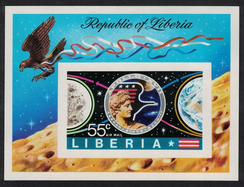 Liberia Moon Flight of &#39;Apollo 17&#39; MS Imperforated 1973 MNH SG#MS1148 Sc#C196