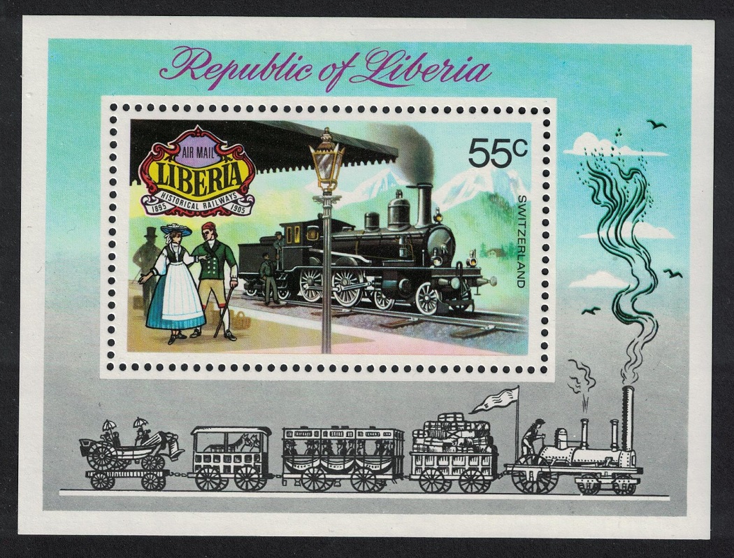 Liberia Historical Railways Steam locomotives MS 1973 MNH SG#MS1155 MI#Block 66 Sc#C197