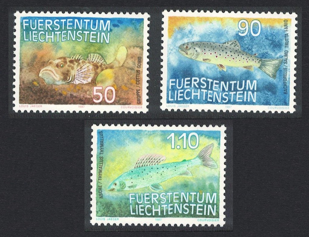 Liechtenstein Fish Bullhead Trout Grayling 3v 1987 MNH SG#915-917 MI#922-924