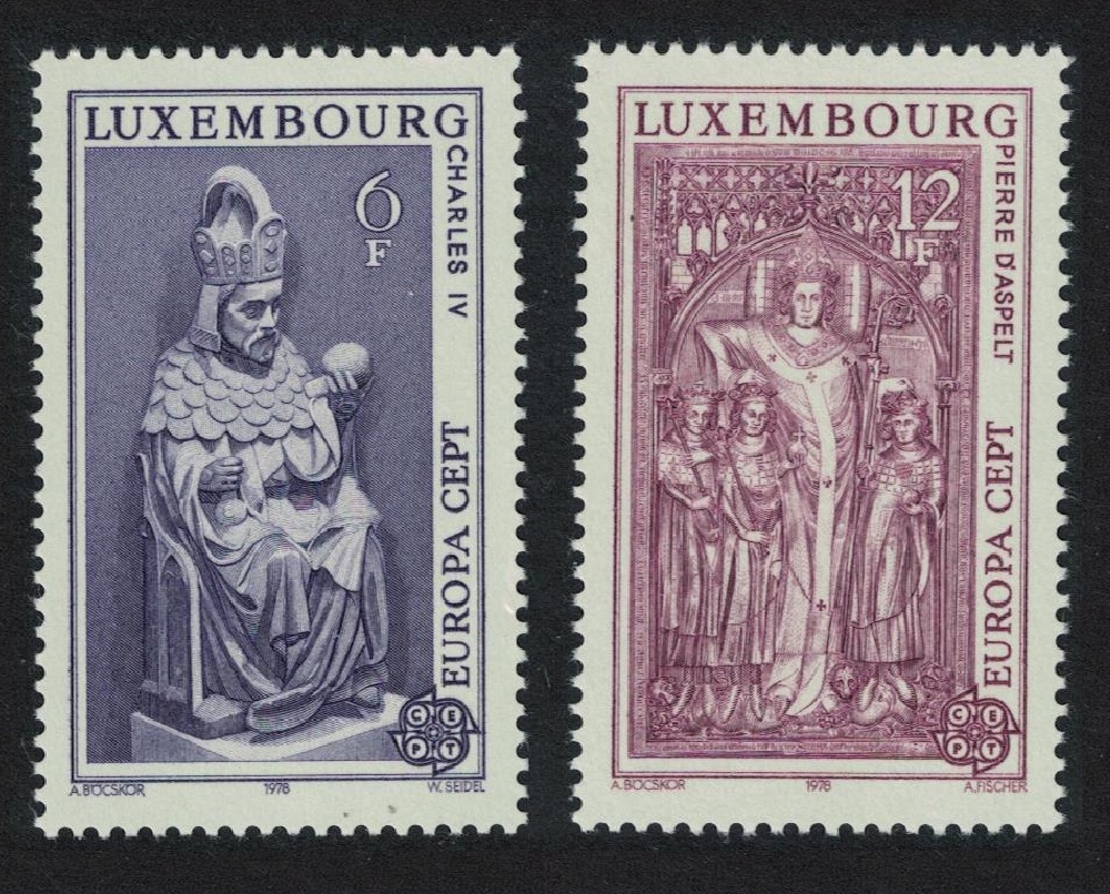 Luxembourg Charles IV Pierre d&#39;Aspelt Monuments Europa 2v 1978 MNH SG#1004-1005 MI#967-968