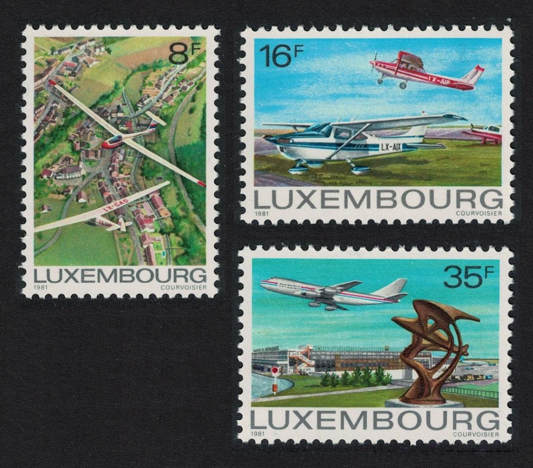 Luxembourg Cessna Boeing Gliders Aviation 3v 1981 MNH SG#1072-1074 MI#1037-1039