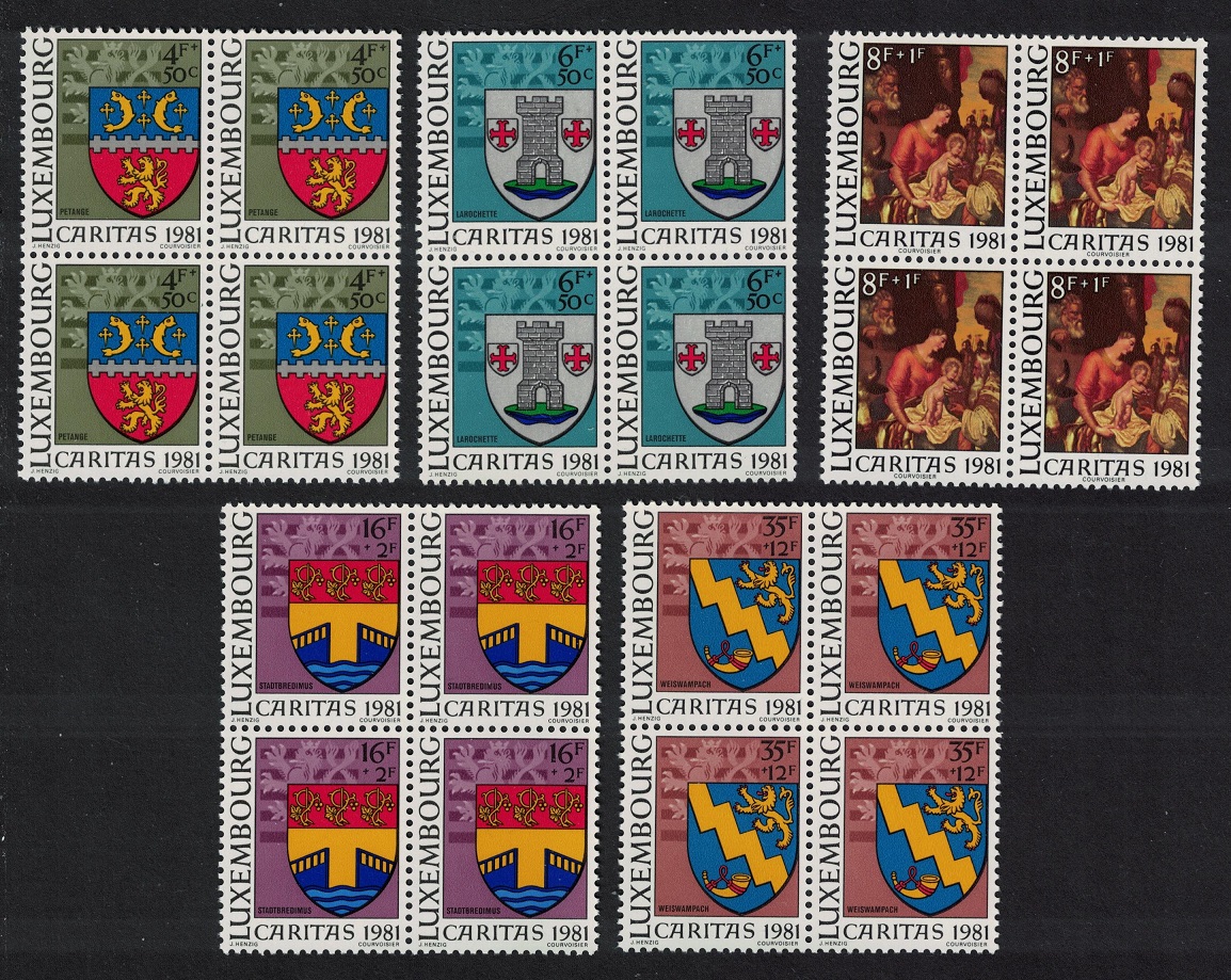 Luxembourg Rubens Christmas Arms Blocks of r 1981 MNH SG#1076-1080 MI#1041-1045