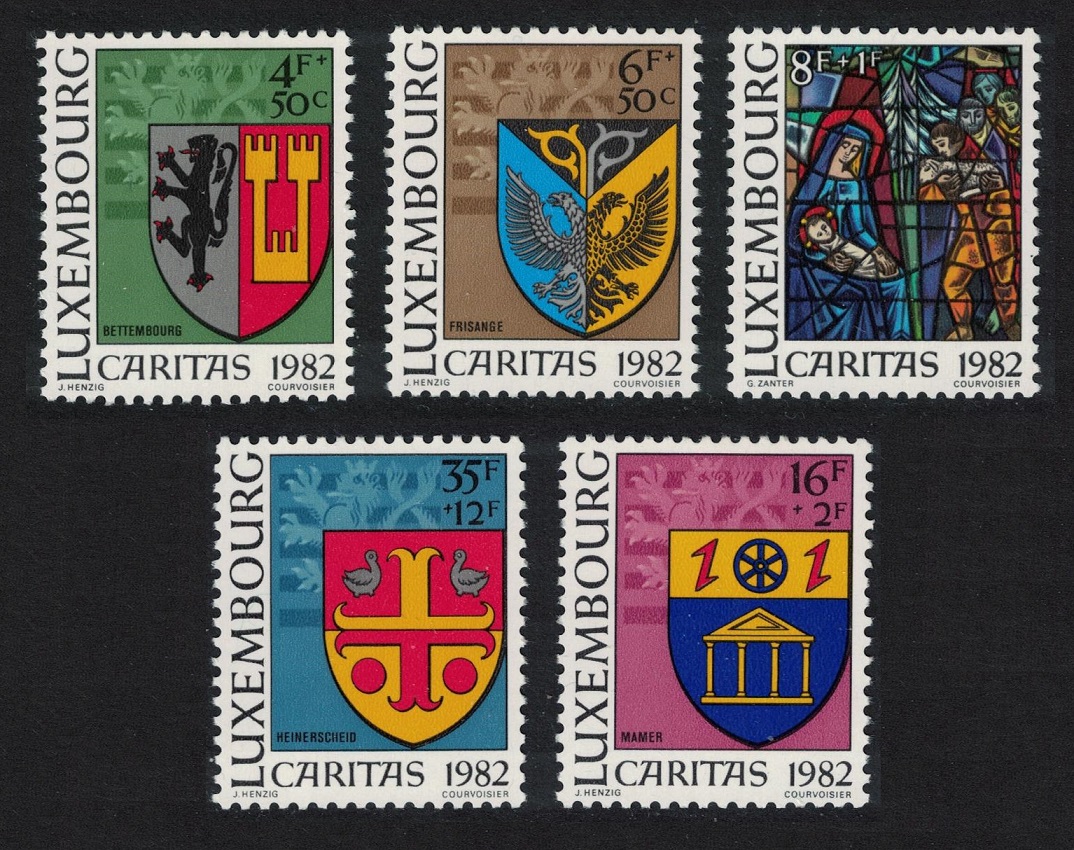 Luxembourg Stained Glass Window Arms of Local Authorities 5v 1982 MNH SG#1097-1101 MI#1063-1067