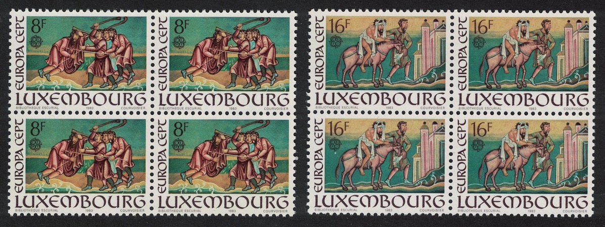 Luxembourg Europa Miniatures Illustrations 2v Blocks of 4 1983 MNH SG#1108-1109 MI#1074-1075