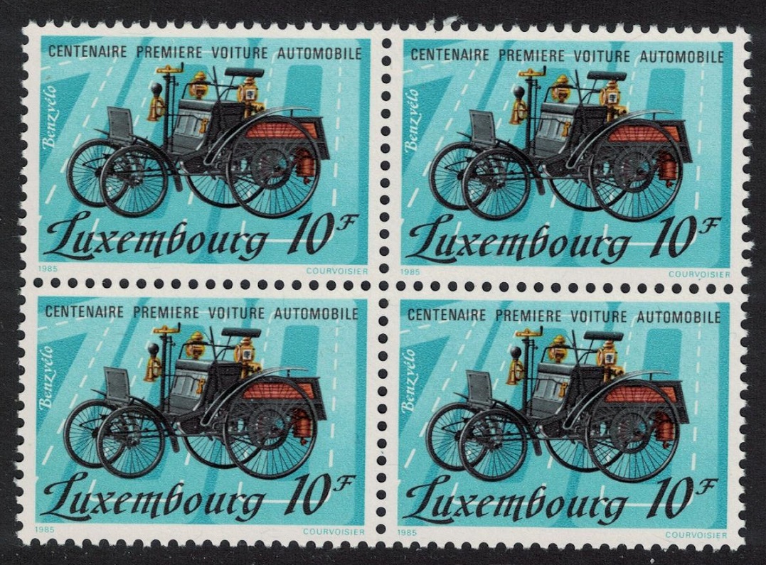 Luxembourg Benz &#39;Velo&#39; Centenary of Automobile Block of 4 1985 MNH SG#1155 MI#1122