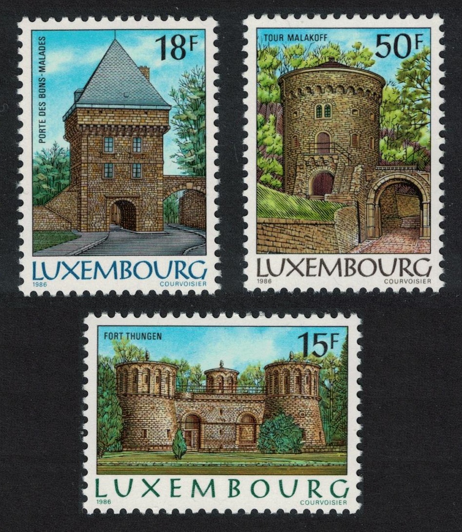 Luxembourg Town Fortifications 3v 1986 MNH SG#1182-1184 MI#1153-1155