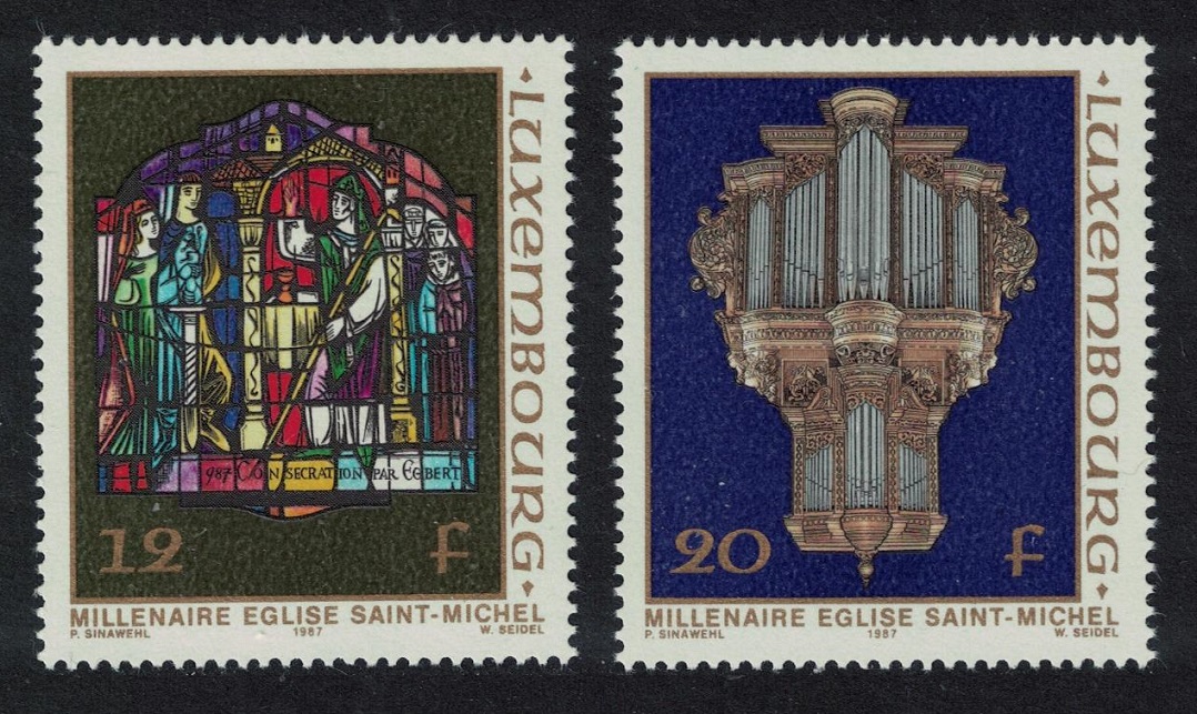 Luxembourg Organ Glass St Michael&#39;s Church 2v 1987 MNH SG#1207-1208 MI#1176-1177