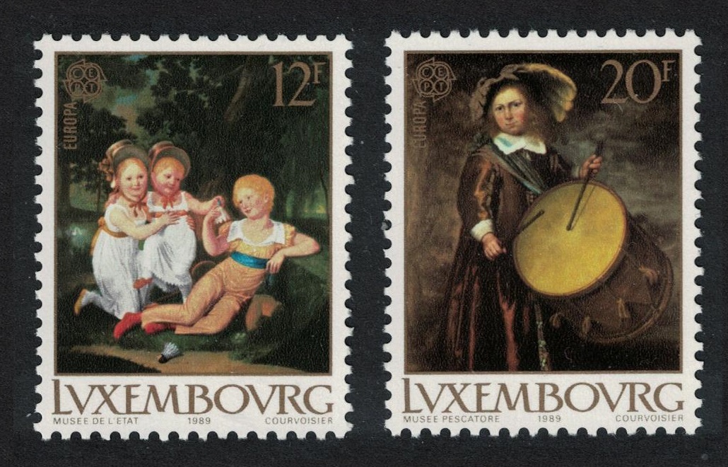 Luxembourg Europa Paintings Children&#39;s Games and Toys 2v 1989 MNH SG#1250-1251 MI#1219-1220