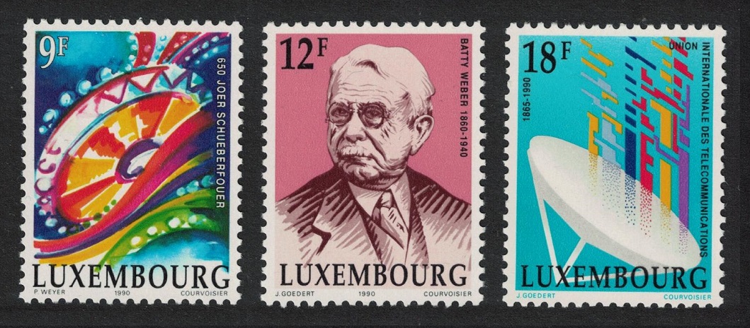 Luxembourg Telecommunications Writer Fun fair 3v 1990 MNH SG#1263-1265 MI#1240-1242