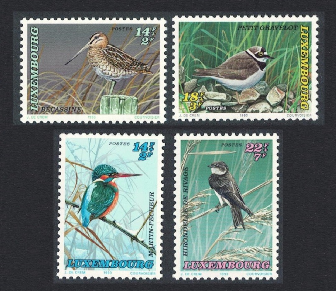 Luxembourg Birds Snipe Kingfisher Plover Martin 4v 1993 MNH SG#1364-1367 MI#1306-1309