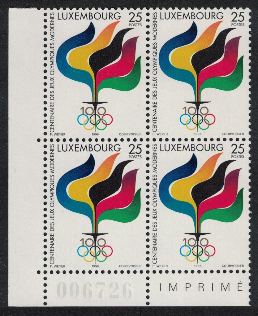 Luxembourg Modern Olympic Games Corner Block of 4 1996 MNH SG#1421 MI#1394