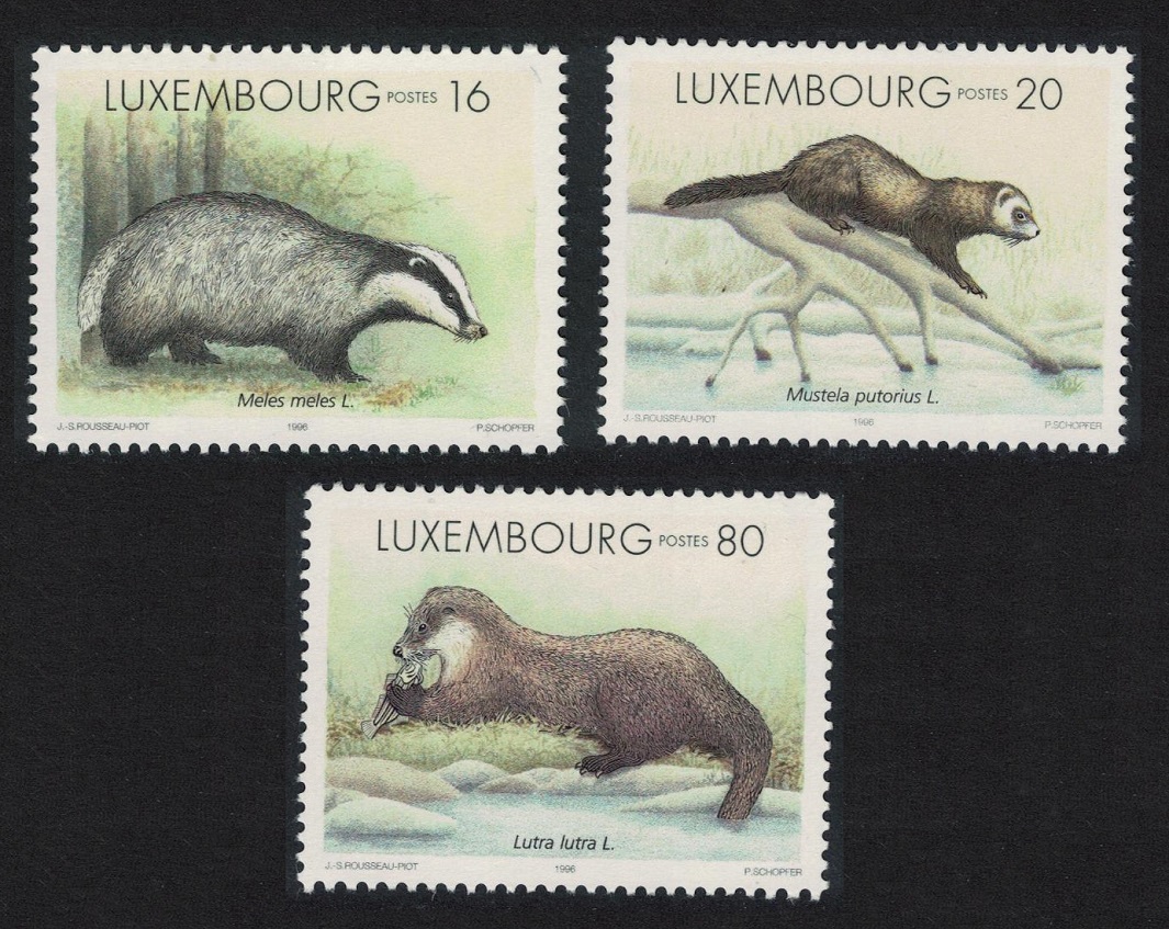 Luxembourg Badger Polecat Otter Wild Animals 3v 1996 MNH SG#1428-1430 MI#1400-1402