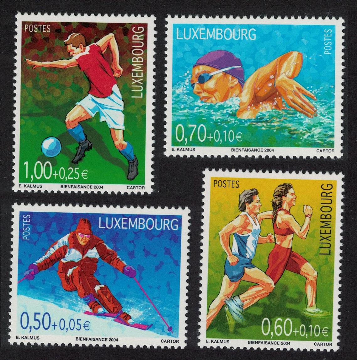 Luxembourg Football Swimming Running Skiing Sport 4v 2004 MNH SG#1688-1691 MI#1654-1657