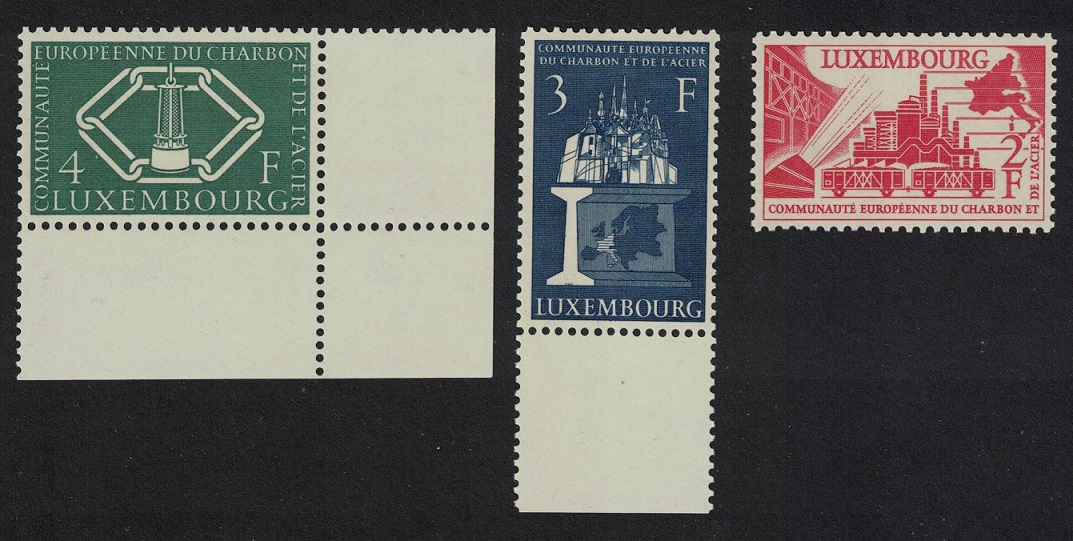 Luxembourg European Coal and Steel Community 3v Margins 1956 MNH SG#606-608 MI#552-554