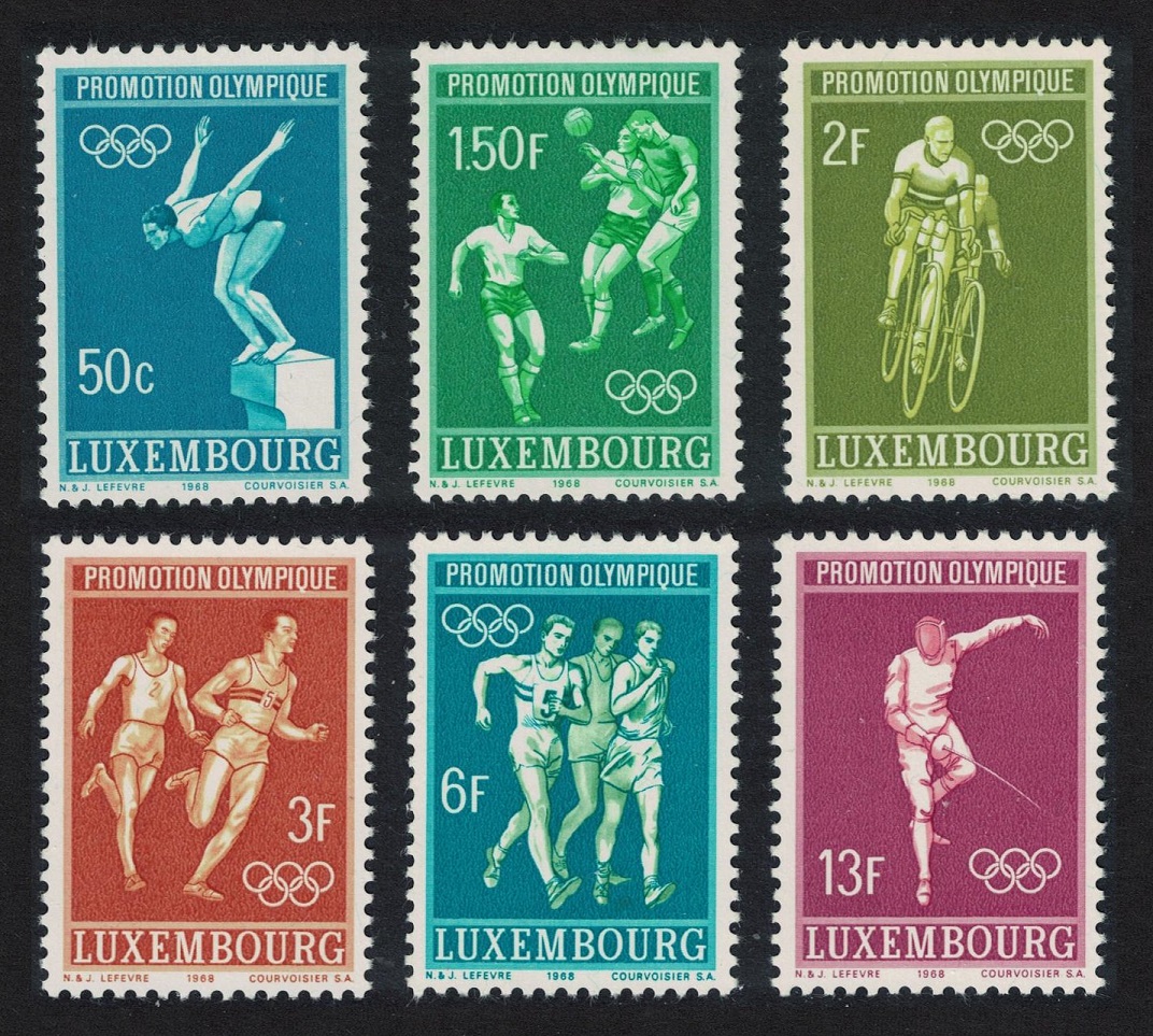 Luxembourg Football Cycling Olympic Games Mexico 6v 1968 MNH SG#815-820 MI#765-770