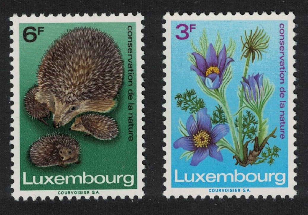 Luxembourg Hedgehog Pasqueflower Animals Flowers 2v 1970 MNH SG#852-853 MI#804-805