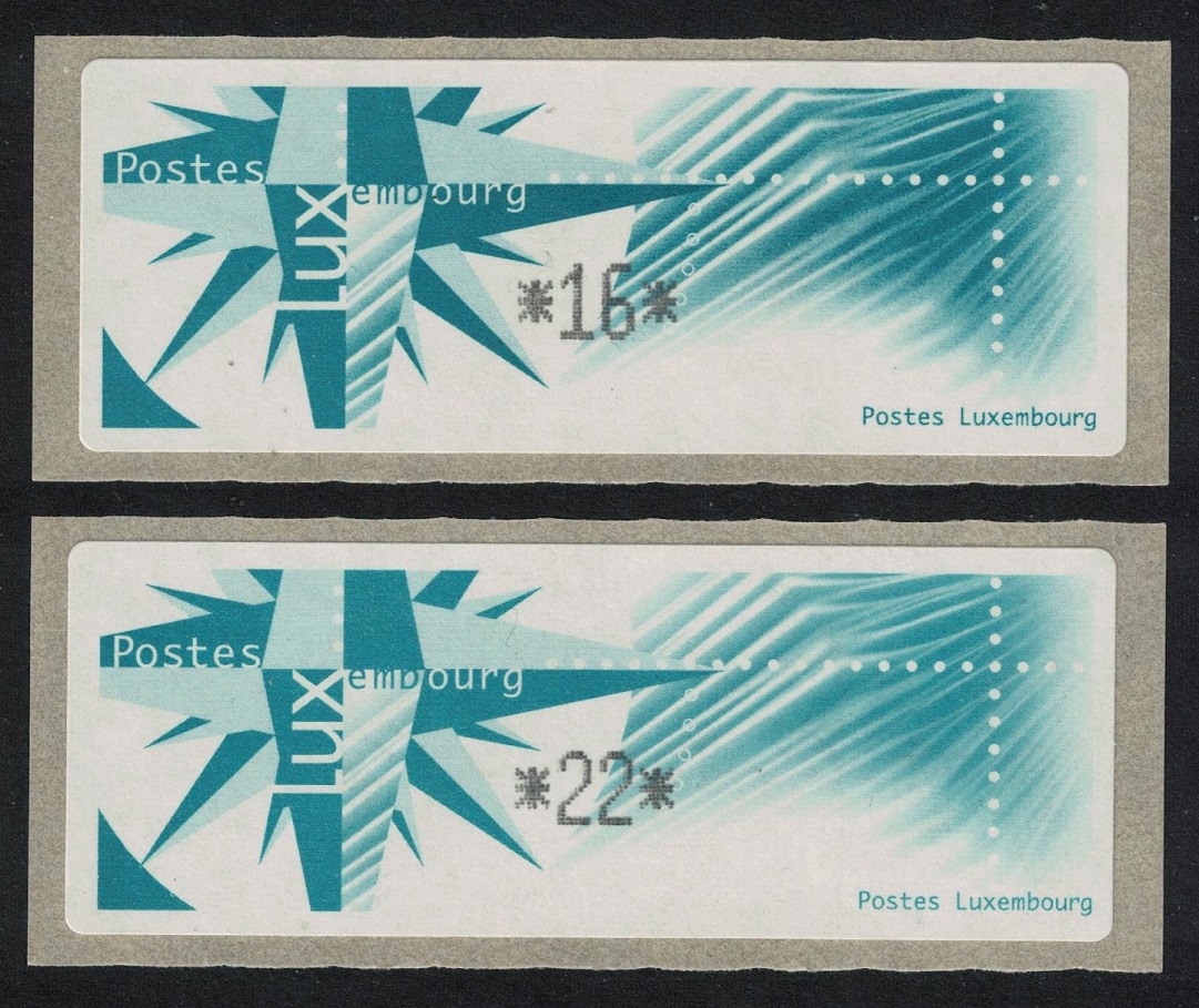 Luxembourg ATM Labels 16F and 22F 1998 MNH MI#A4