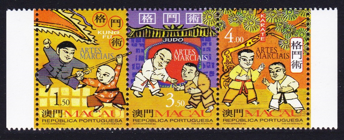 Macao Macau Martial Arts strip of 3v 1997 MNH SG#1018-1020 MI#943-945 Sc#904-906