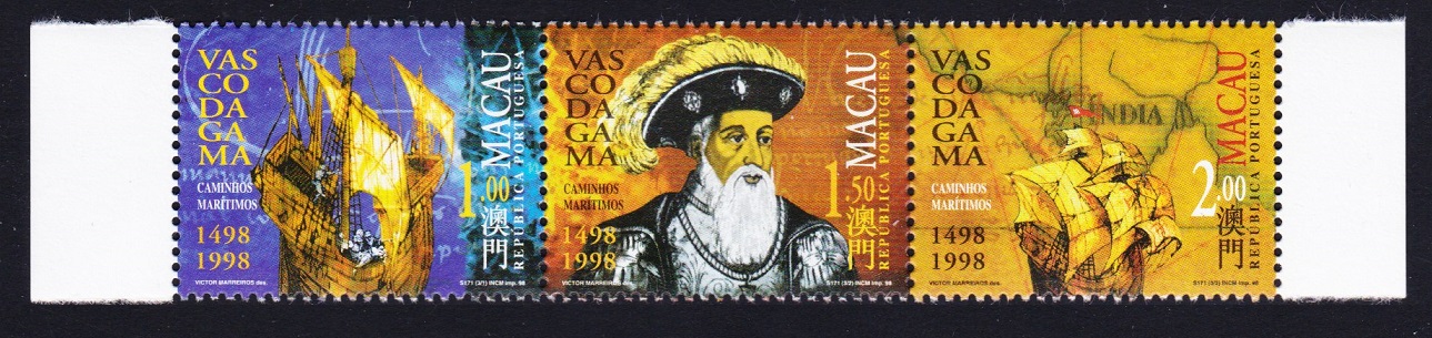 Macao Macau Vasco da Gama 1498 strip of 3v 1998 MNH SG#1044-1046 Sc#943-946