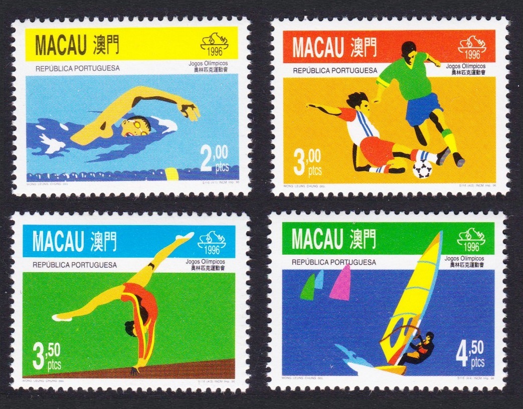 Macao Macau Football Swimming Olympic Games Atlanta USA 4v 1996 MNH SG#943-946 MI#868-871 Sc#829-832