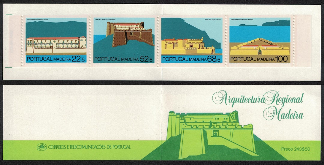 Madeira Fortresses Booklet of 4v 1986 MNH SG#226-229 MI#MH 6