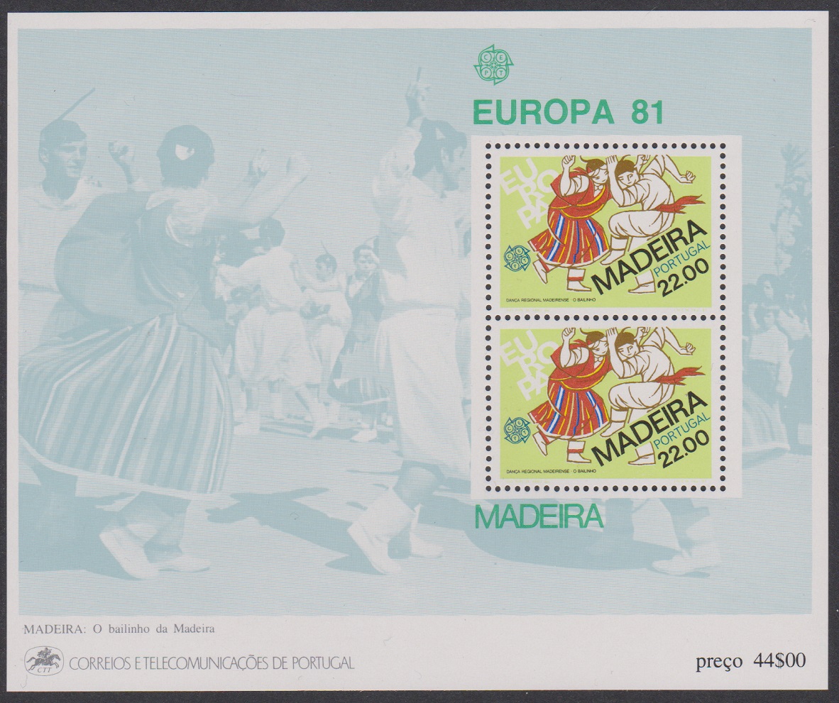 Madeira Europa Folklore Dance MS 1981 MNH SG#MS179 MI#Block 2