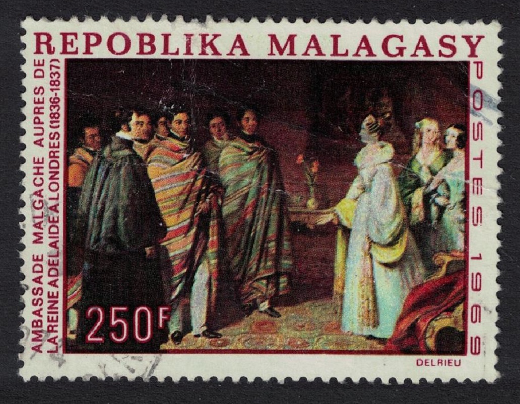 Malagasy Republic &#39;Queen Adelaide receiving Malagasy Mission&#39; Painting 1969 Canc SG#160 Sc#422