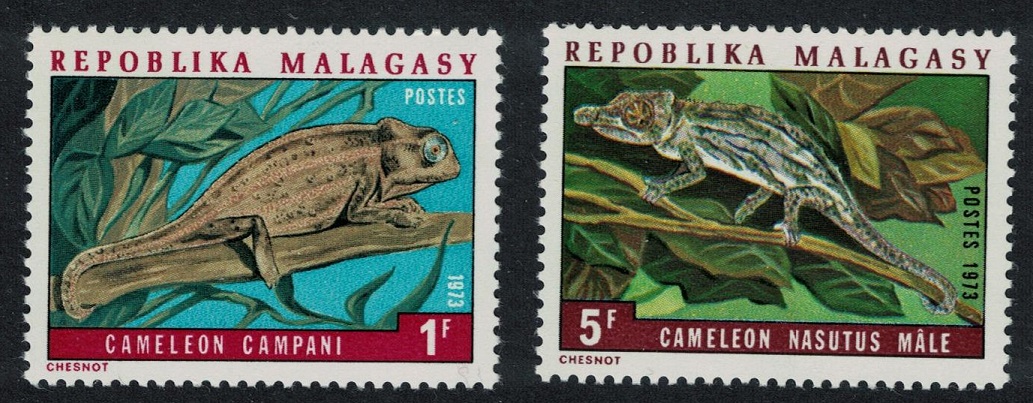 Malagasy Republic Chameleons 2v 1973 MNH SG#246-247