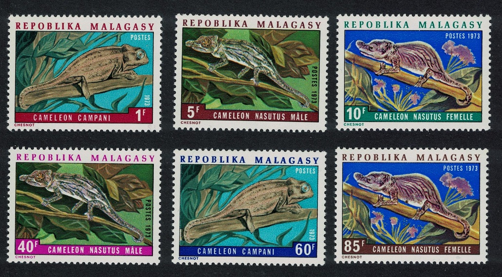 Malagasy Republic Chameleons 6v 1973 MNH SG#246-251