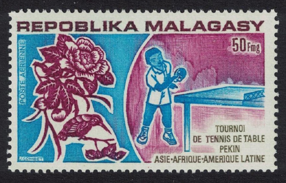 Malagasy Republic Bird Hibiscus Table Tennis 2v 1974 MNH SG#273 Sc#C124