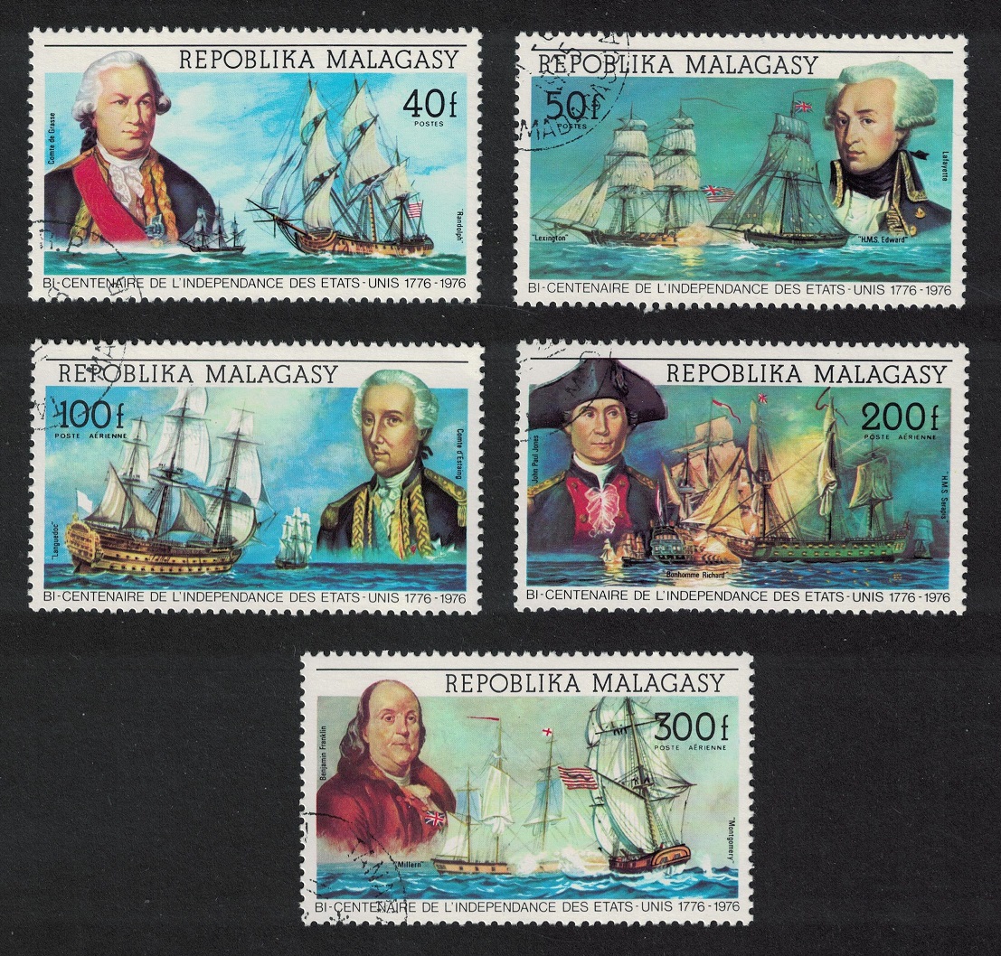 Malagasy Republic Bicentenary of American Revolution 5v 1975 CTO SG#305-309 Sc#525-526+C137-C139