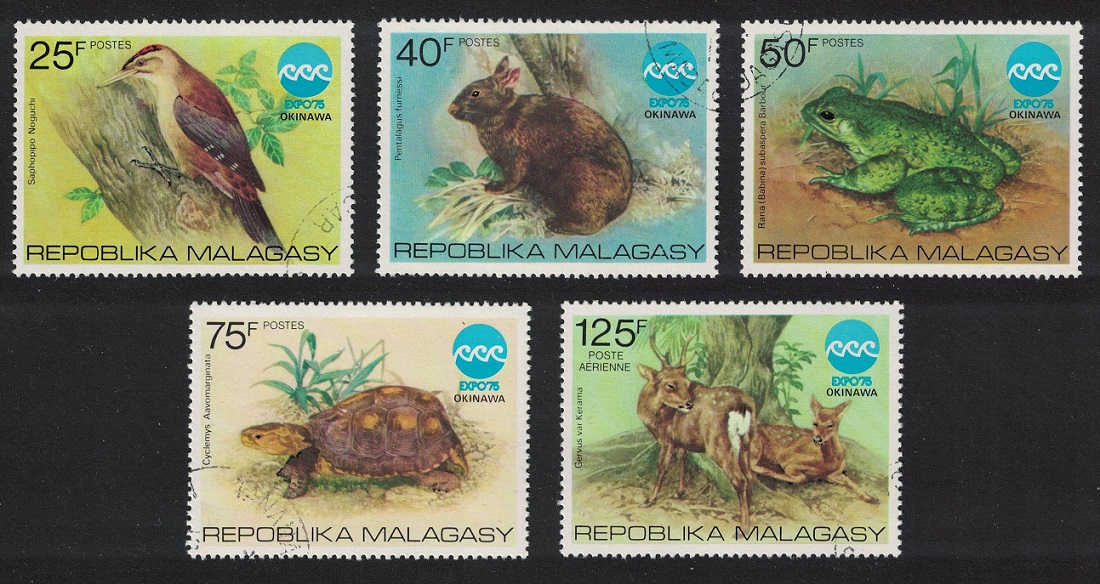 Malagasy Republic Woodpecker Bird Toad Tortoise Deer 5v 1975 CTO SG#320-324 Sc#532-535+C145