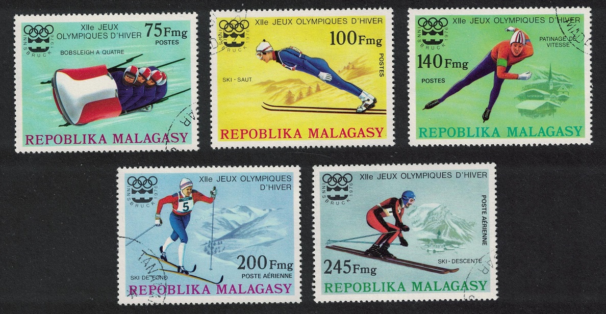 Malagasy Republic Winter Olympic Games Innsbruck 5v 1975 CTO SG#330-334 Sc#538-540+C149-C150