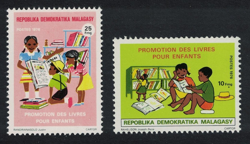 Malagasy Republic Children&#39;s Books Promotion 2v 1976 MNH SG#363-364 Sc#449-460