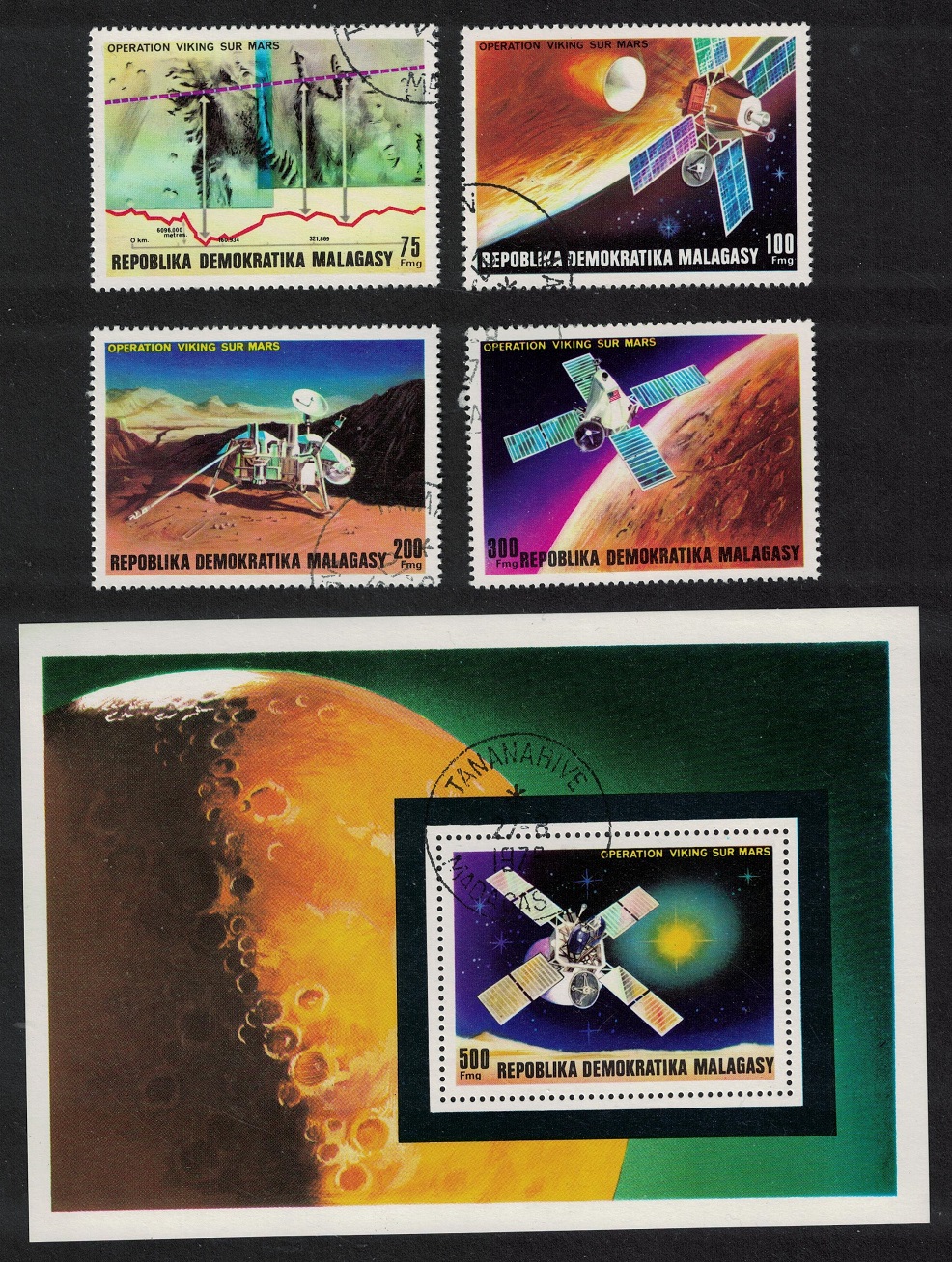 Malagasy Republic Viking Landing on Mars 4v+MS 1976 CTO SG#377-MS381