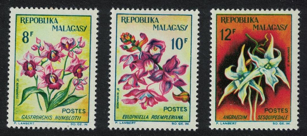 Malagasy Republic Orchids 3v 1963 MNH SG#61-63