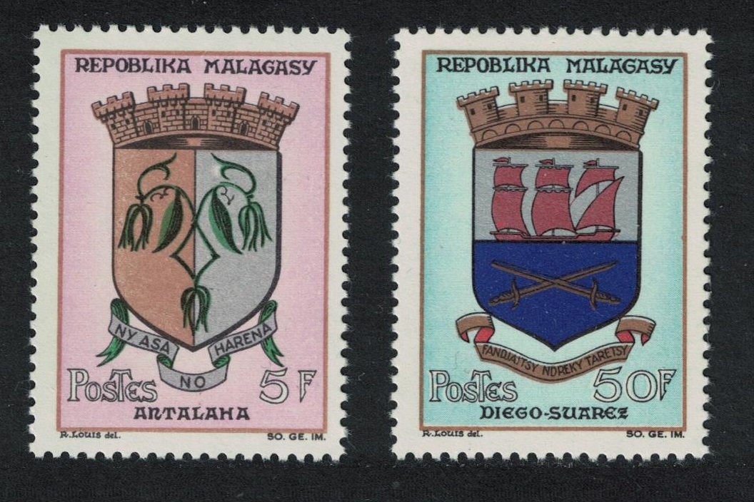 Malagasy Republic Town Arms 3rd series 2v 1963 MNH SG#72+77