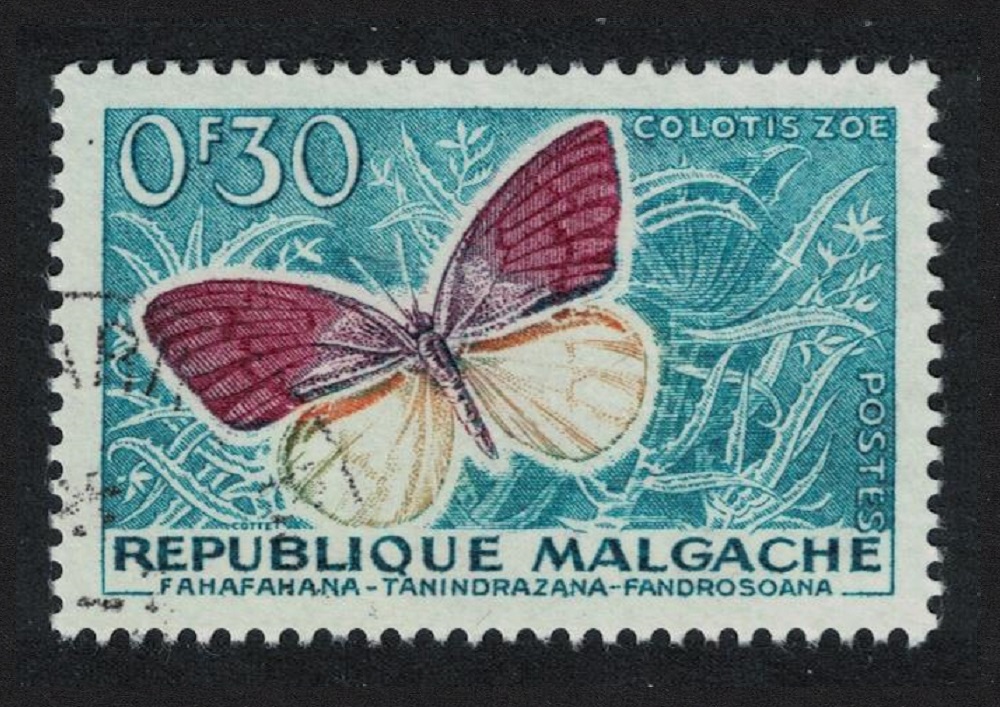 Malagasy Republic Butterfly &#39;Colotis zoe&#39; 1960 Canc SG#7 MI#445 Sc#306