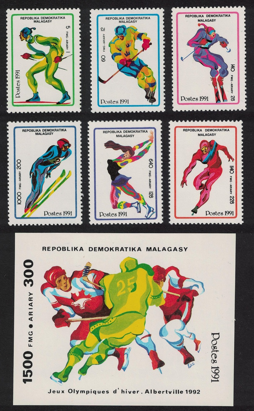 Malagasy Republic Winter Olympic Games Albertville 6v+MS 1991 MNH SG#863-MS869