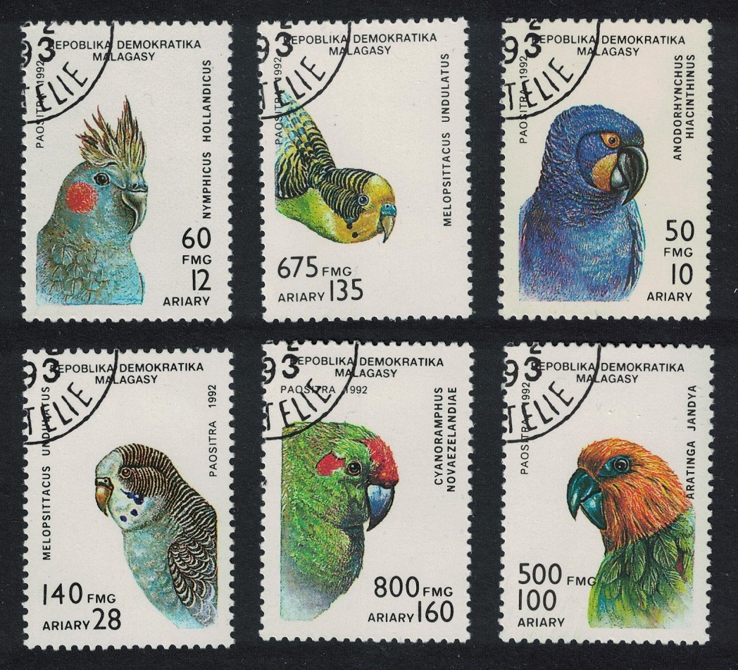 Malagasy Republic Parrots Birds 6v 1993 CTO SG#955=961