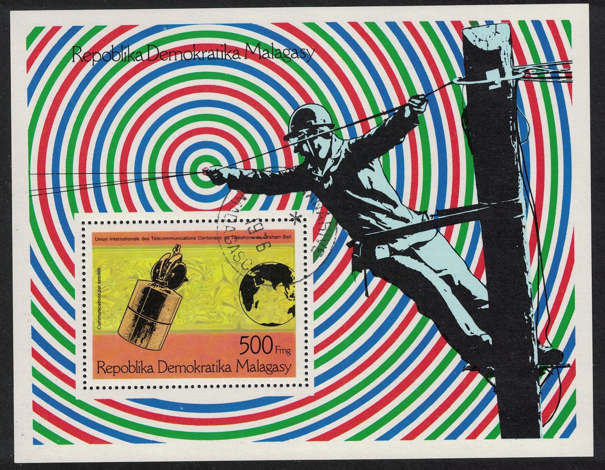 Malagasy Republic Telephone Centenary MS 1976 CTO SG#MS362