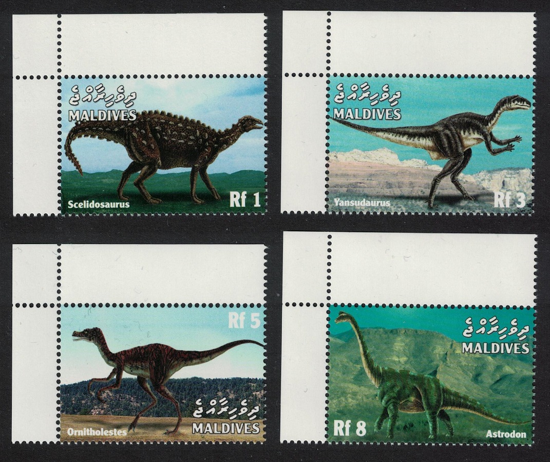 Maldives Dinosaurs 4v Corners 1999 MNH SG#3080=3101