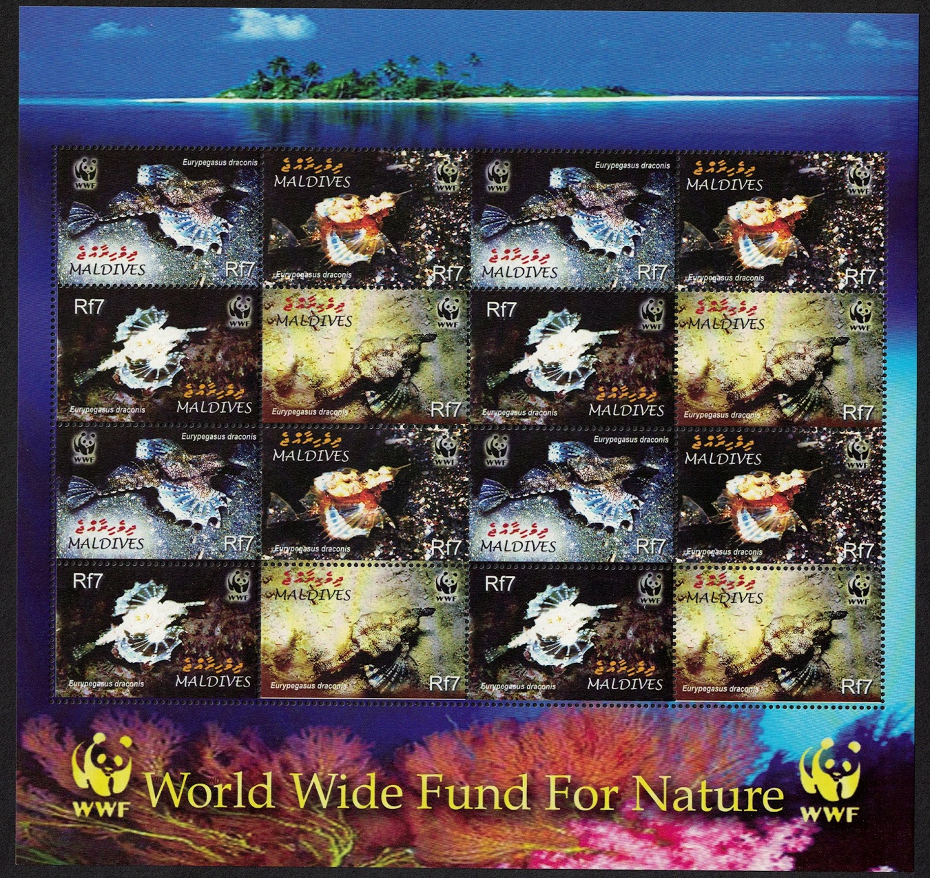 Maldives WWF Dragonfish Sheetlet of 4 sets 2004 MNH SG#3966-3969 MI#4407-4410 Sc#2839 a-d