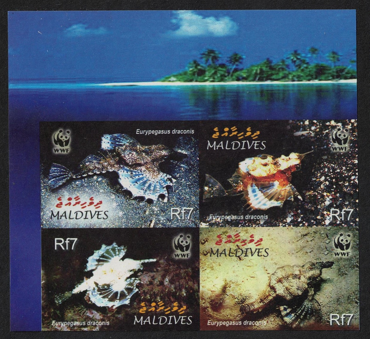 Maldives WWF Dragonfish 4v NW Block of 4 IMPERF 2004 MNH SG#3966-3969 MI#4407-4410 Sc#2839 a-d